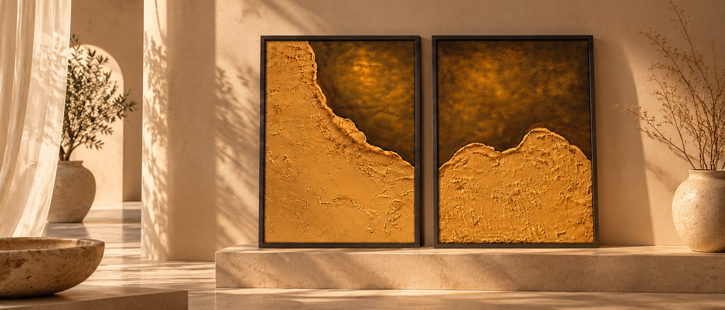 Sand Dunes | Handcrafted Textured Abstract Wall Art – Set of 2