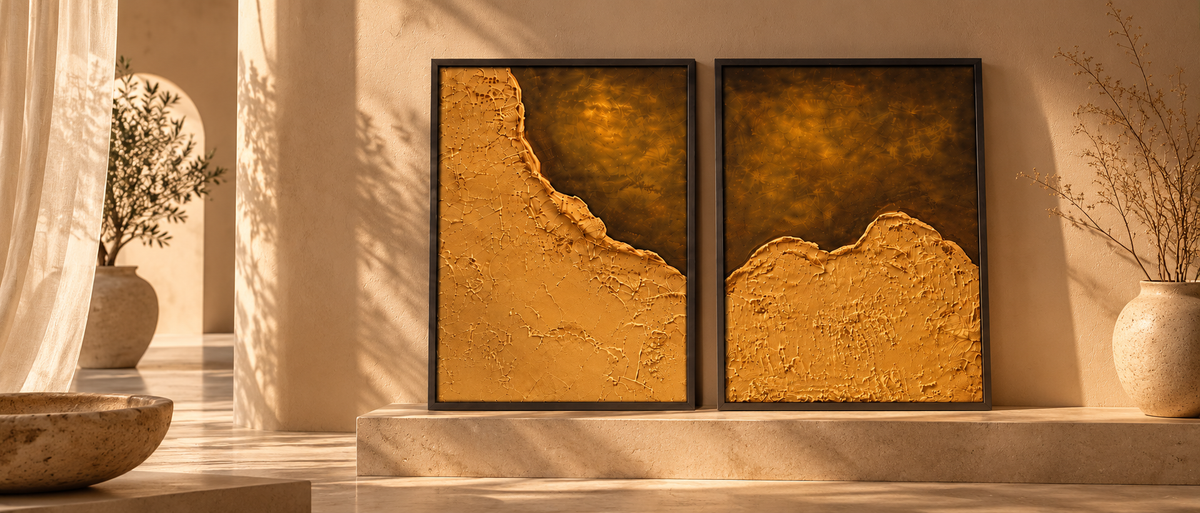 Sand Dunes | Handcrafted Textured Abstract Wall Art – Set of 2