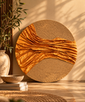 Swarna | Handcrafted Golden Textured Round Wall Art