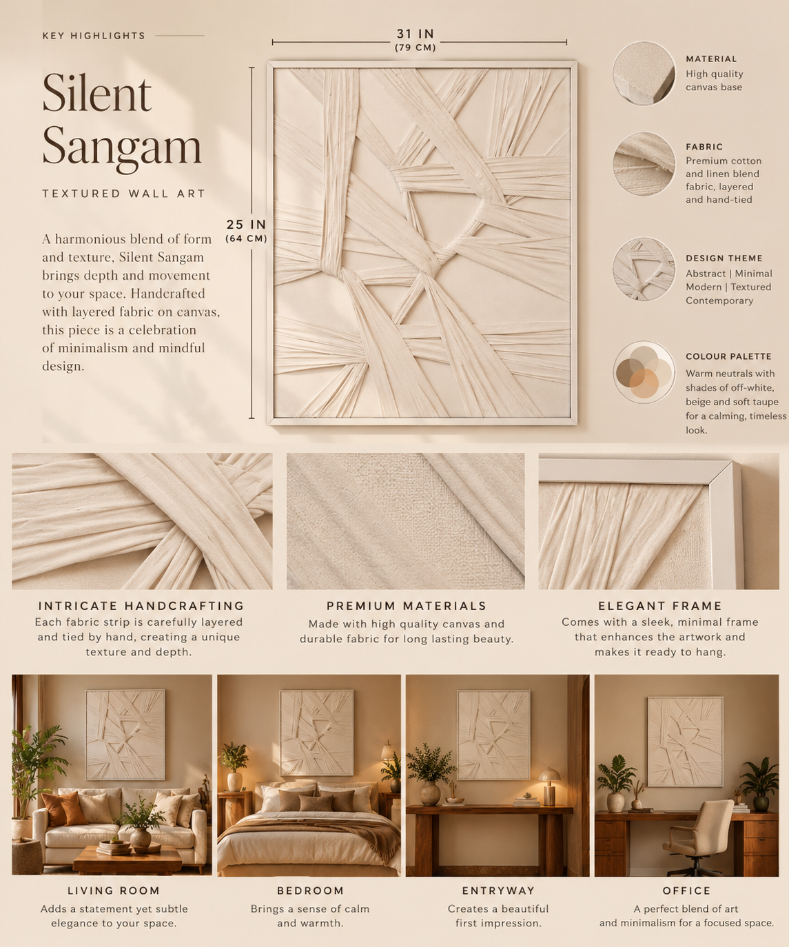 Silent Sangam | Handcrafted Textured Fabric Wall Art