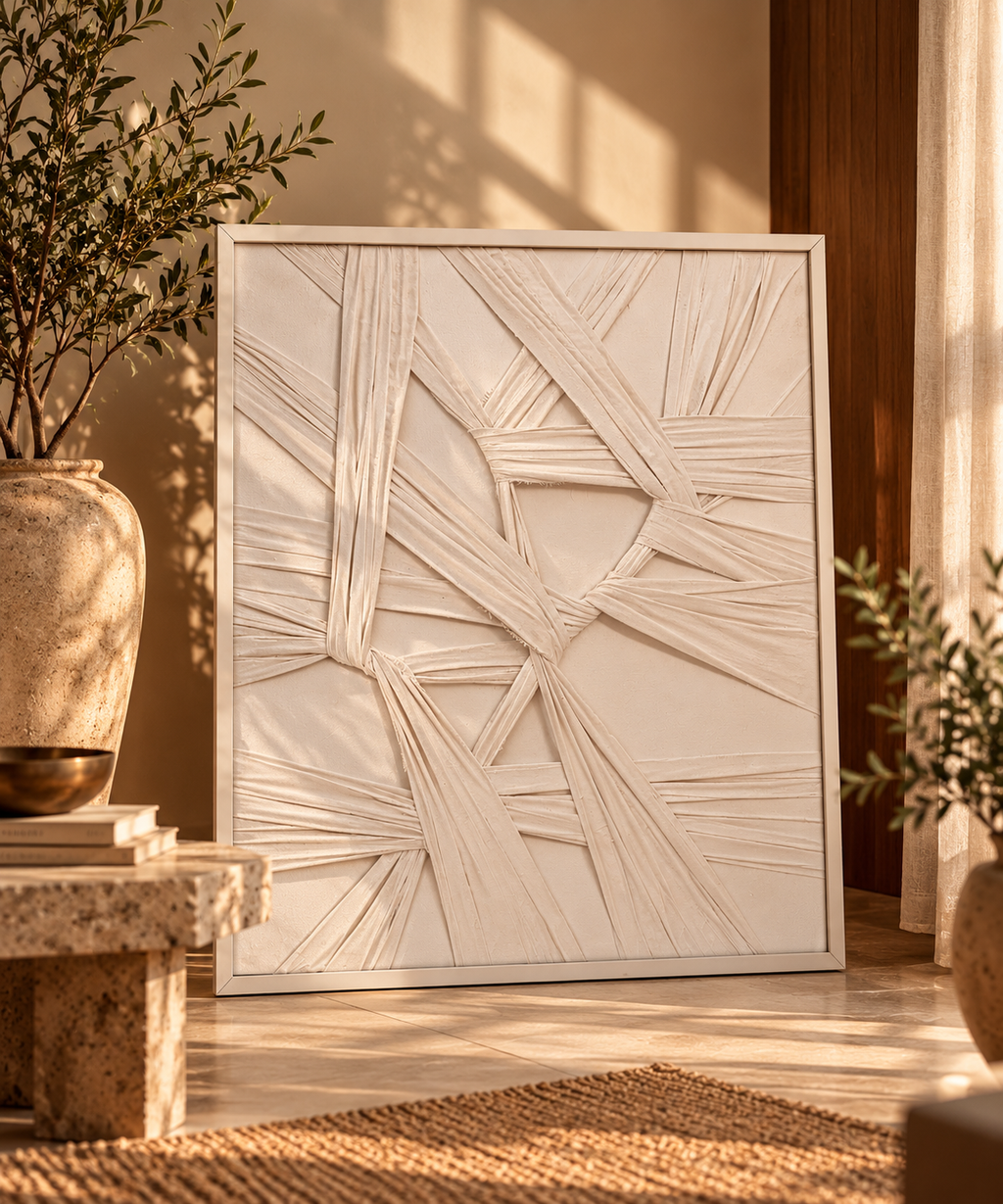 Silent Sangam | Handcrafted Textured Fabric Wall Art