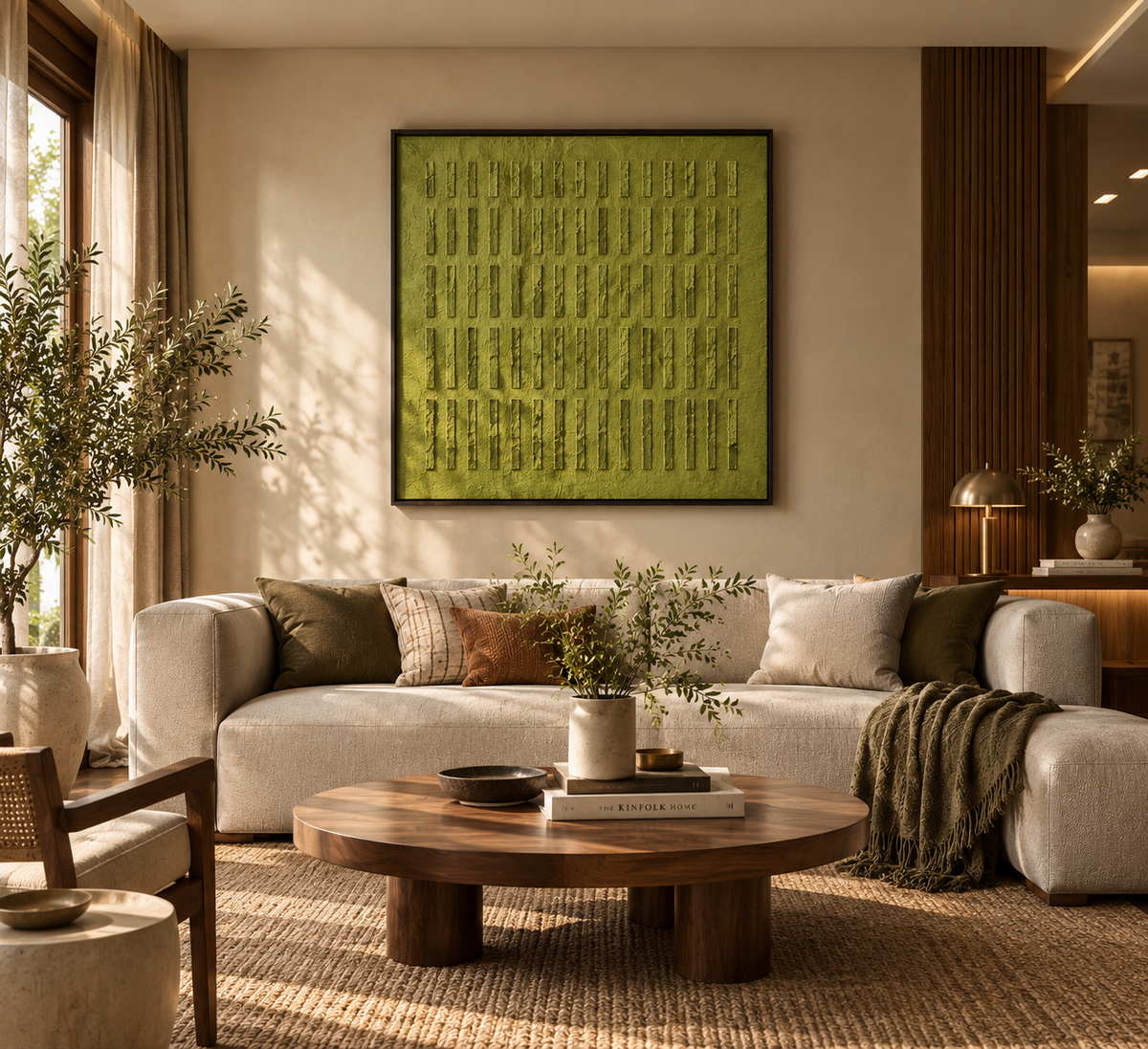 Rhythm – Textured Abstract Wall Art in Chartreuse Green & Olive
