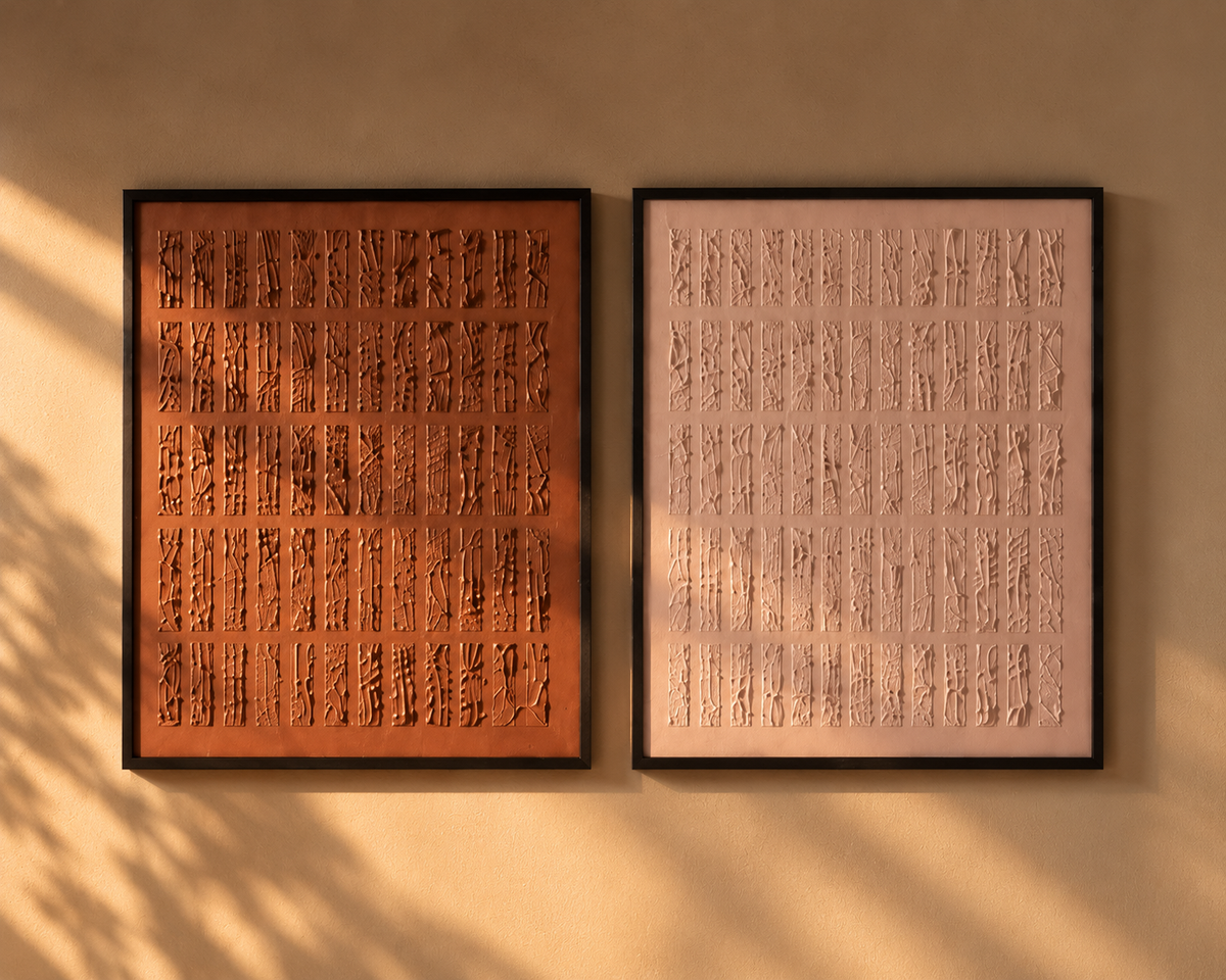 Caramel Brownie – Handcrafted Textured Wall Art Set of 2 | Rust Brown & Blush Beige Abstract Art