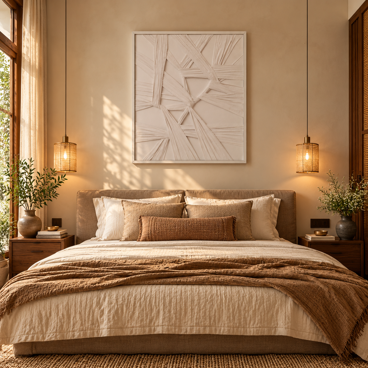Silent Sangam | Handcrafted Textured Fabric Wall Art
