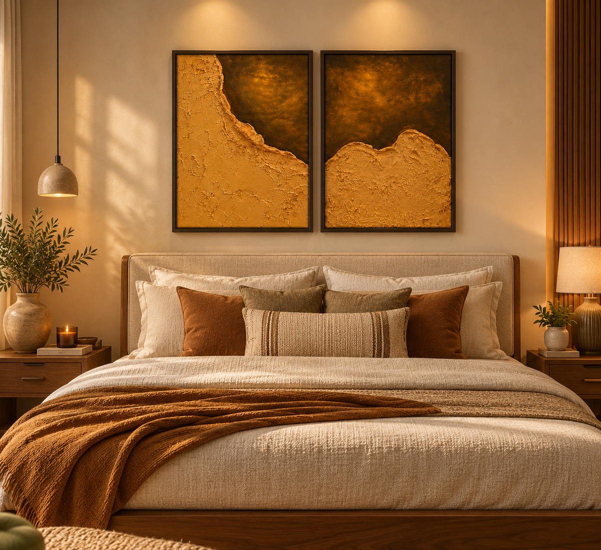 Sand Dunes | Handcrafted Textured Abstract Wall Art – Set of 2