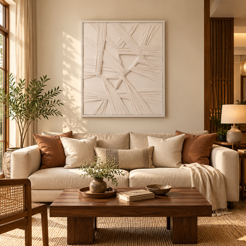 Silent Sangam | Handcrafted Textured Fabric Wall Art