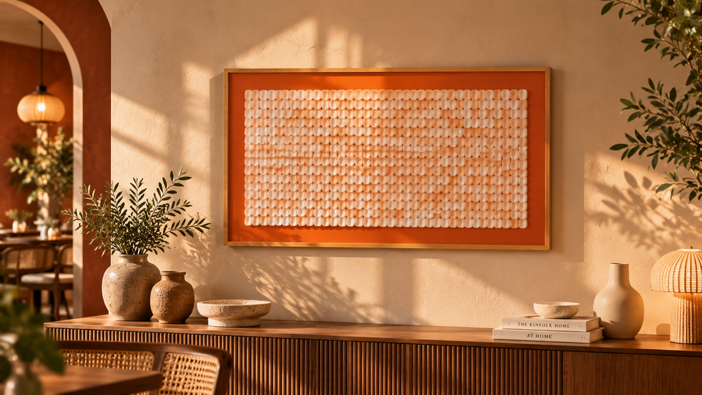 Petal Clay Art – Handcrafted Textured Wall Art in Terracotta & Ivory | Framed Statement Art for Living Room, Bedroom & Café | 37 × 25 Inches