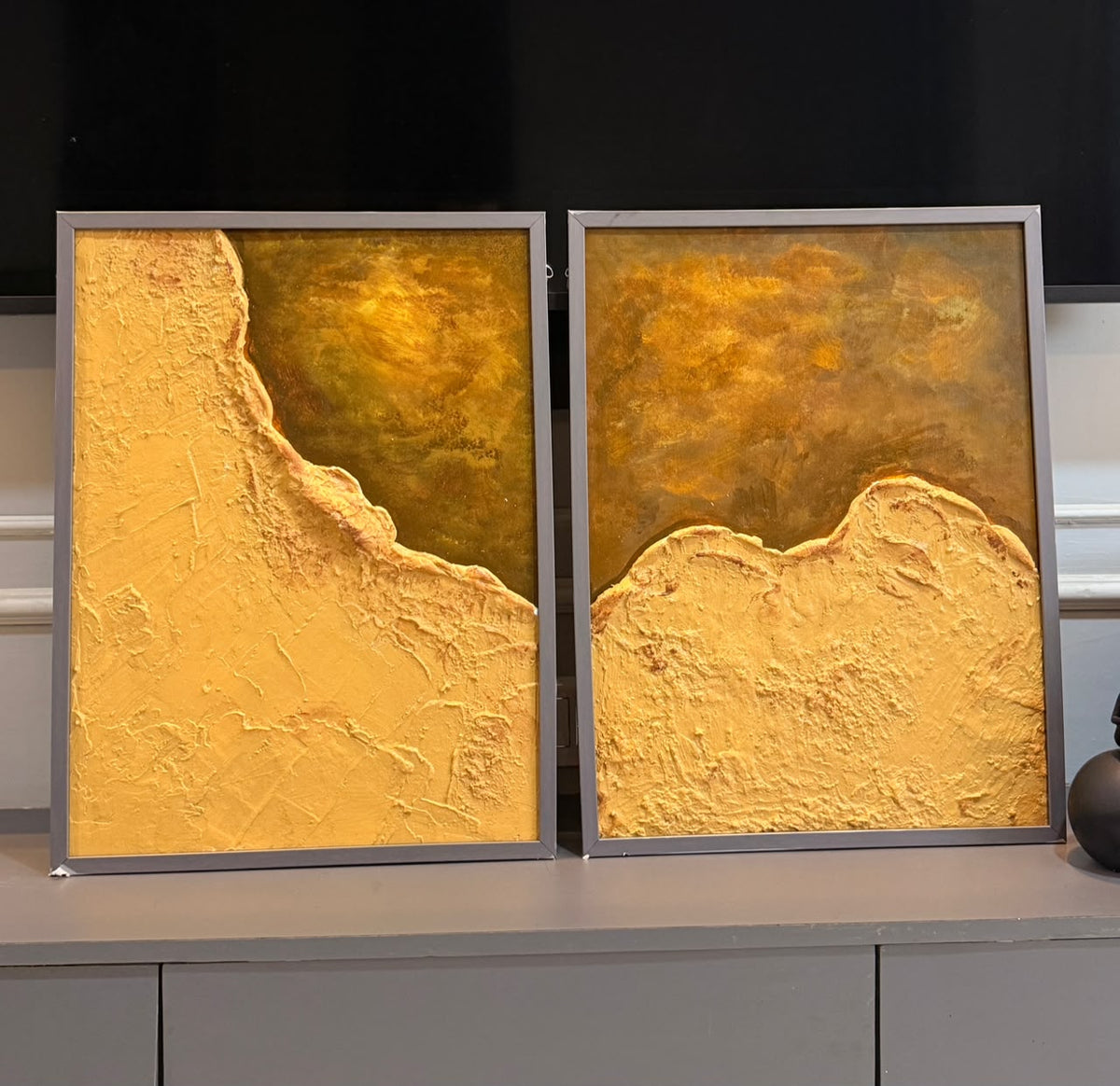 Sand Dunes | Handcrafted Textured Abstract Wall Art – Set of 2