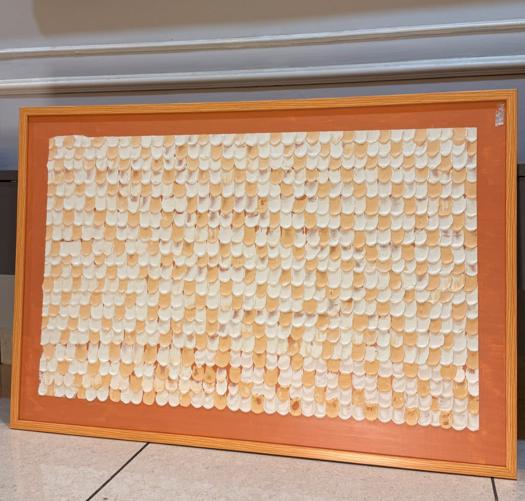 Petal Clay Art – Handcrafted Textured Wall Art in Terracotta & Ivory | Framed Statement Art for Living Room, Bedroom & Café | 37 × 25 Inches